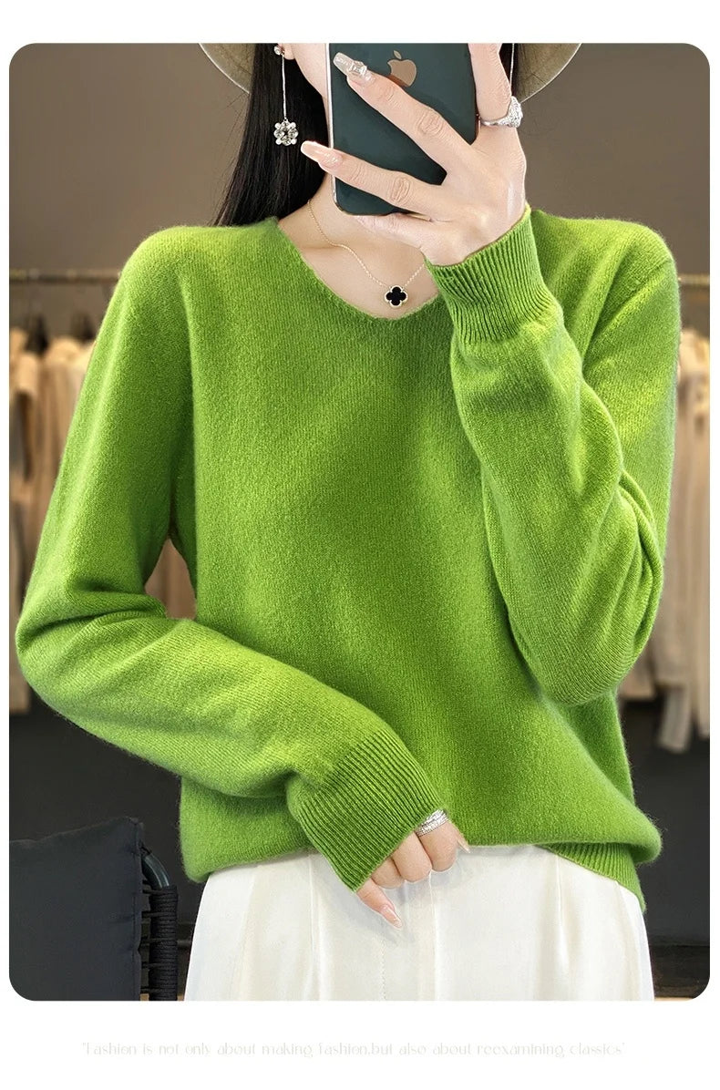 New Women's V-neck First-line Ready-To-Wear Sweater Long Sleeve
