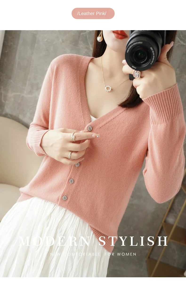 V-Neck Temperament Small Fragrant Wind Loose Sweater Sweater