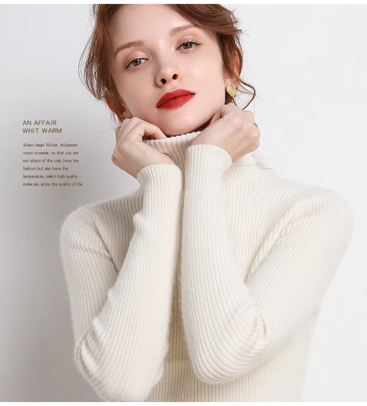 Heliar Women Fall Turtleneck Sweater Knitted Soft Pullovers Cashmere
