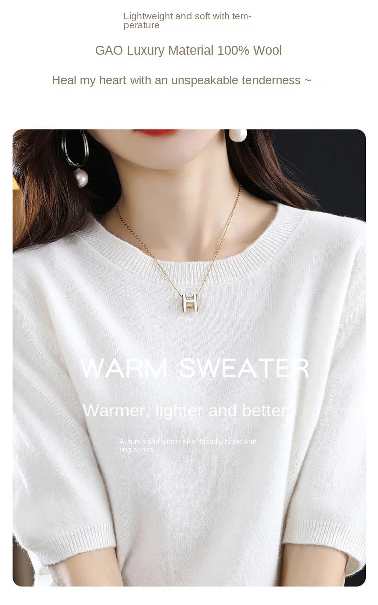 Merino Wool Short Sleeved Women's Sweater