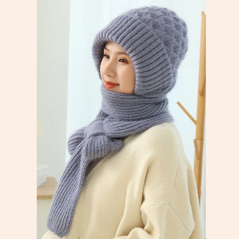 Knitted Skullies Hat Scarf Set