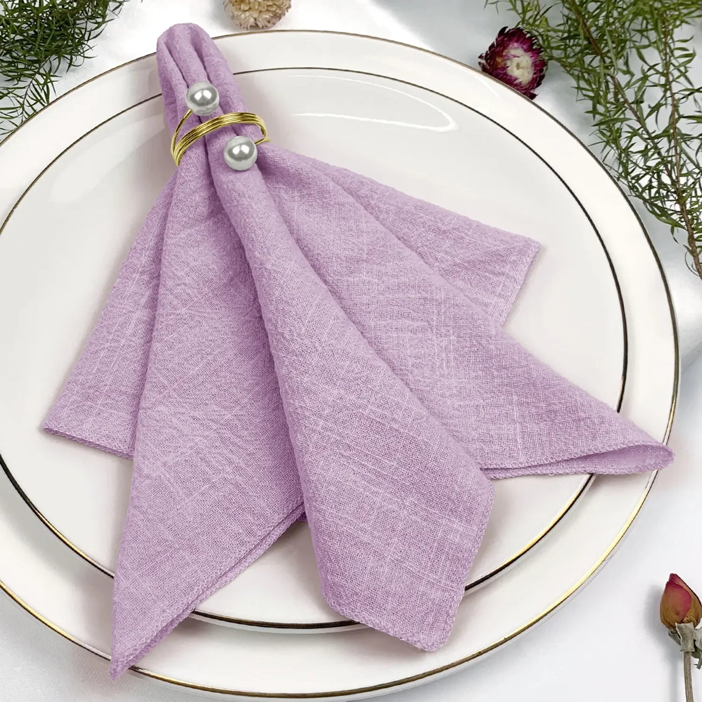 Set of 6 Cotton Cloth Napkins Gauze Sage Green 30x30cm