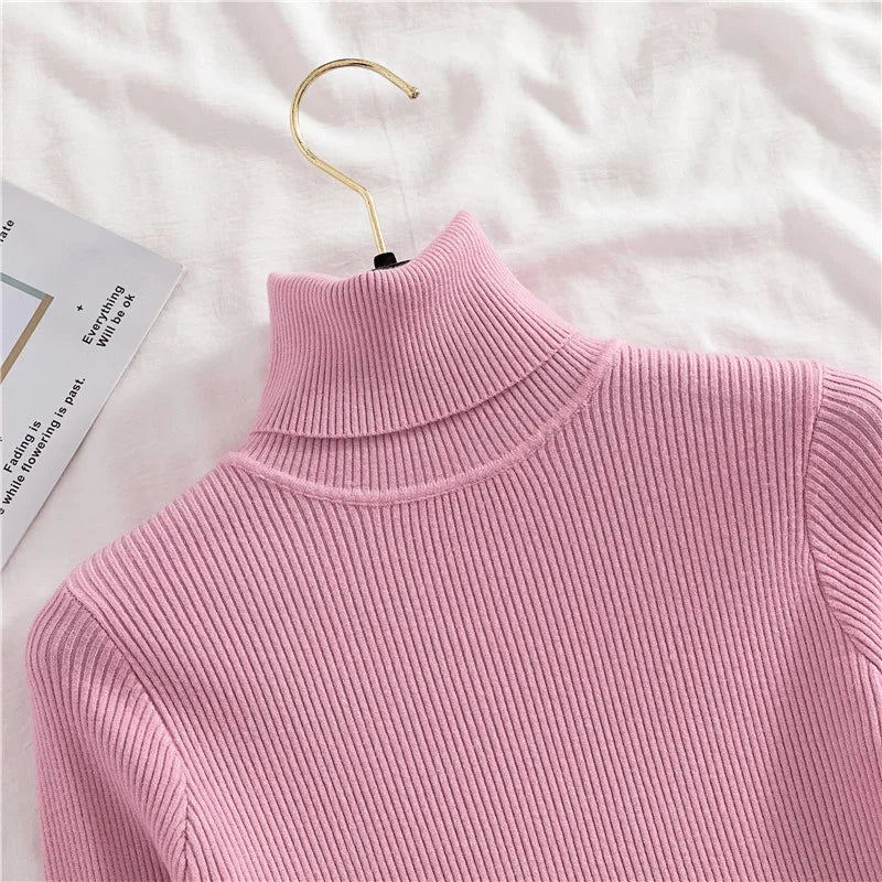 Heliar Women Fall Turtleneck Sweater Knitted Soft Pullovers Cashmere