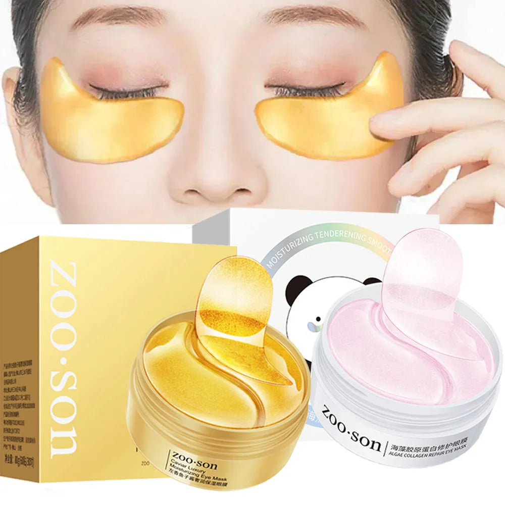 60pcs/box Seaweed Gold Crystal Collagen Eye Mask Anti Dark Circles Remove Eye Bags Moisturizing Eye Patches Eyes Skin Care