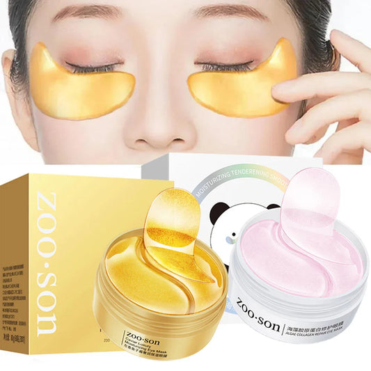 60pcs/box Seaweed Gold Crystal Collagen Eye Mask Anti Dark Circles Remove Eye Bags Moisturizing Eye Patches Eyes Skin Care