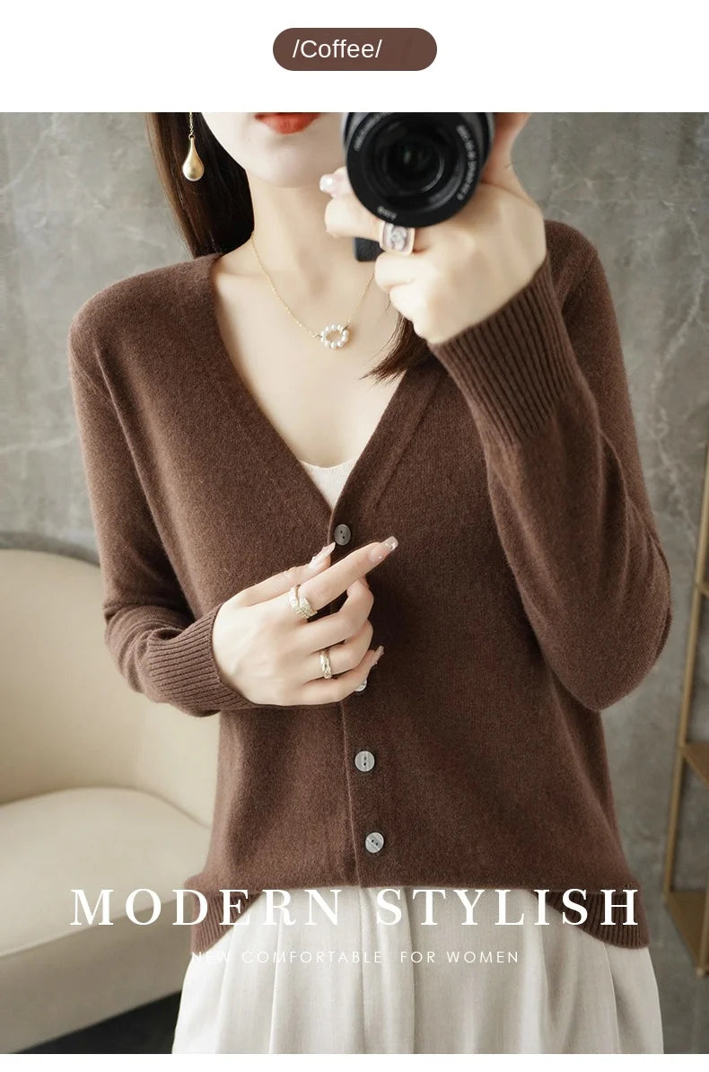 V-Neck Temperament Small Fragrant Wind Loose Sweater Sweater