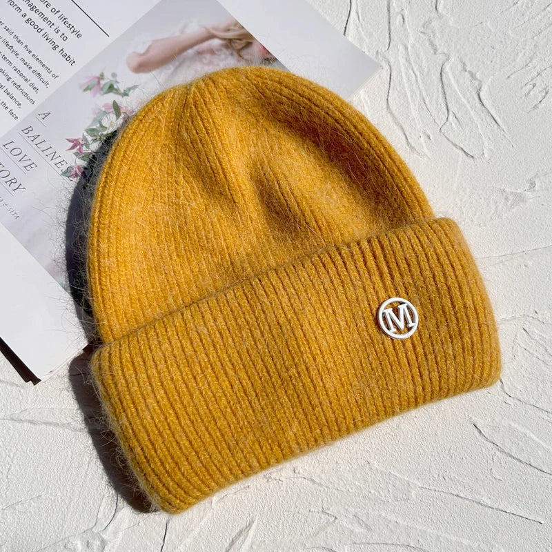 Winter Angola Rabbit Fur Knitted Beanies