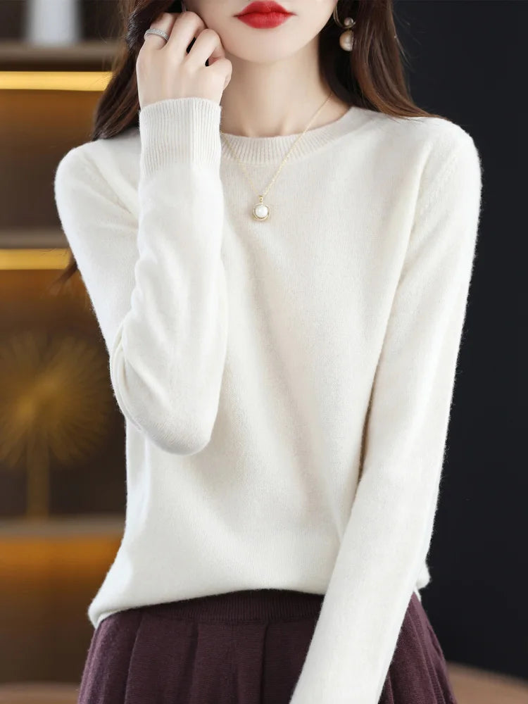 Fashion 100% Merino Wool Sweater Elegant Cashmere P