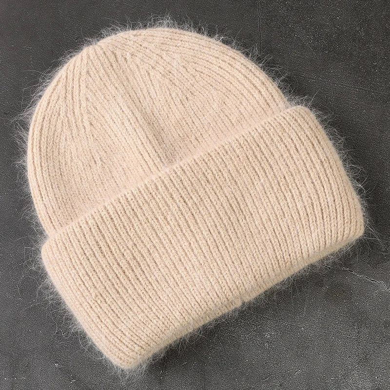 Winter Angola Rabbit Fur Knitted Beanies