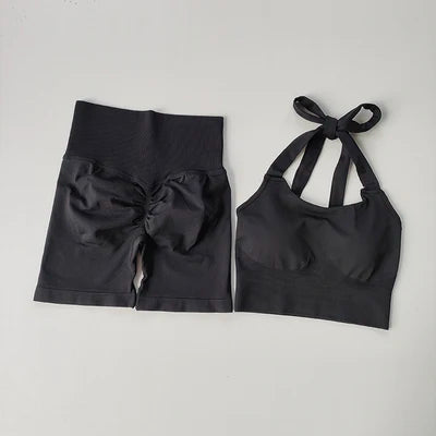 Peach Hip Lifting Suit Neck Hanging Sports Bra