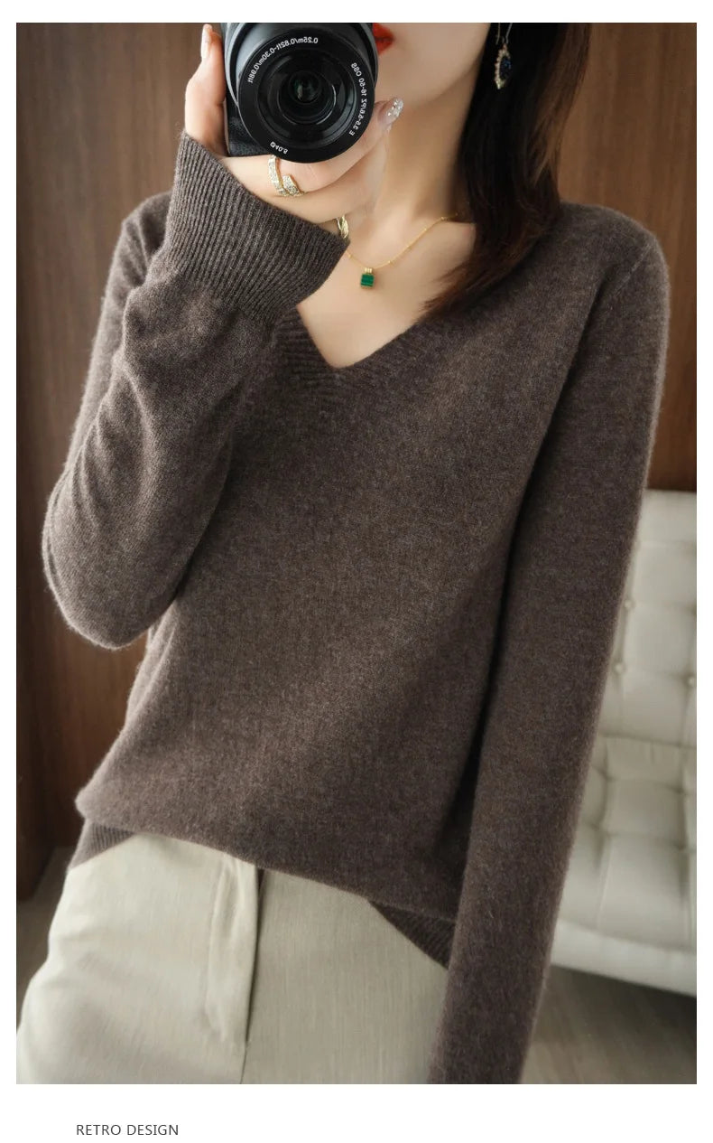 New Cashmere Women's V-neck Pullover
